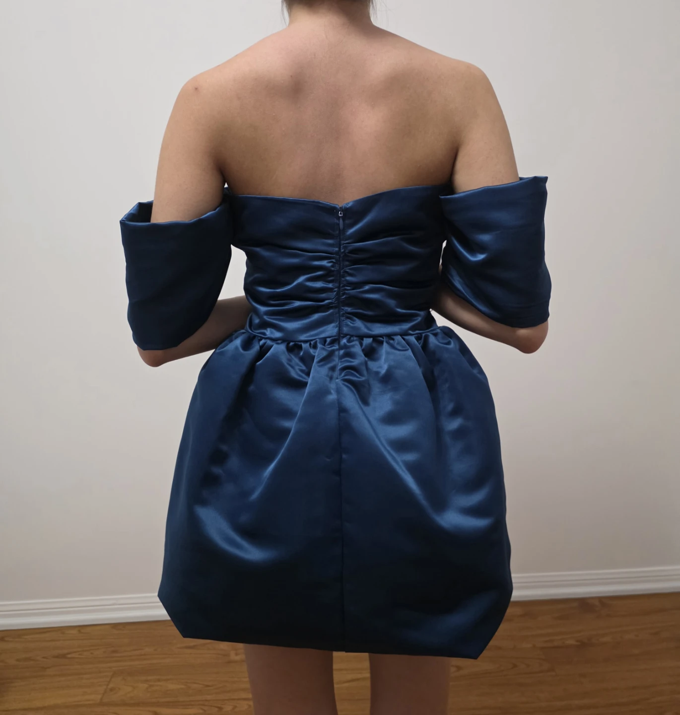 Blue Off-the-Shoulder Bubble Hem Dress - photo 2