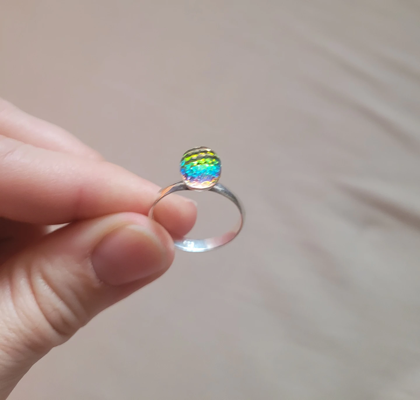 Sterling silver ring  with swarovski,  size 8