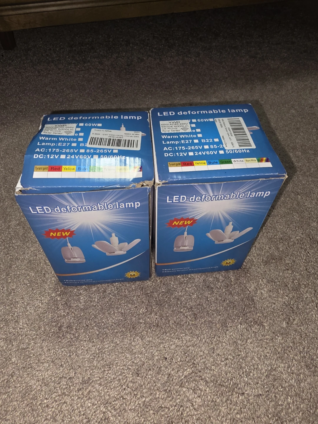 Set of 2x LED Lamps  - 60W (Motion Sensor Garage Light)