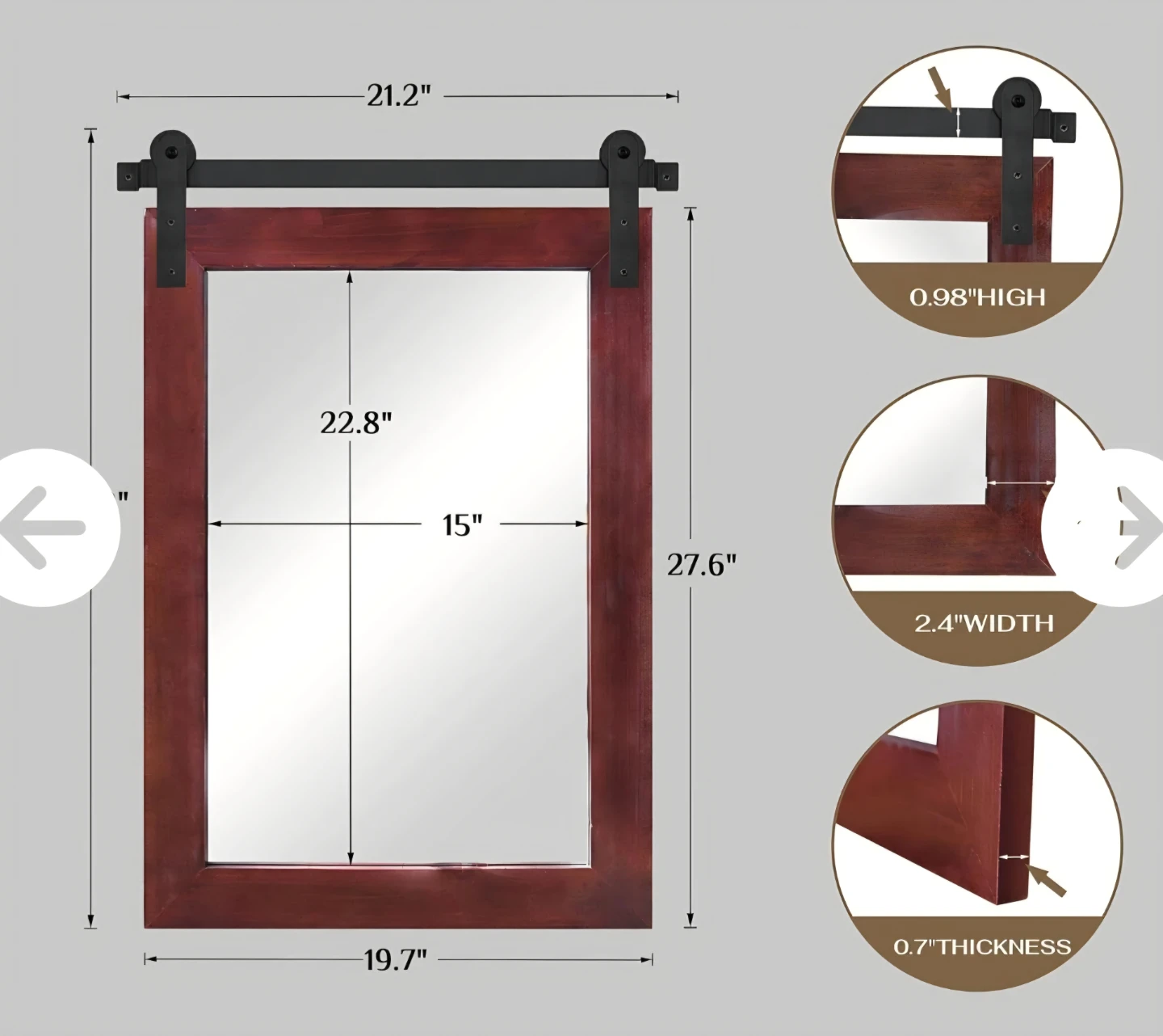 Barn door mirror (New in box) - photo 2