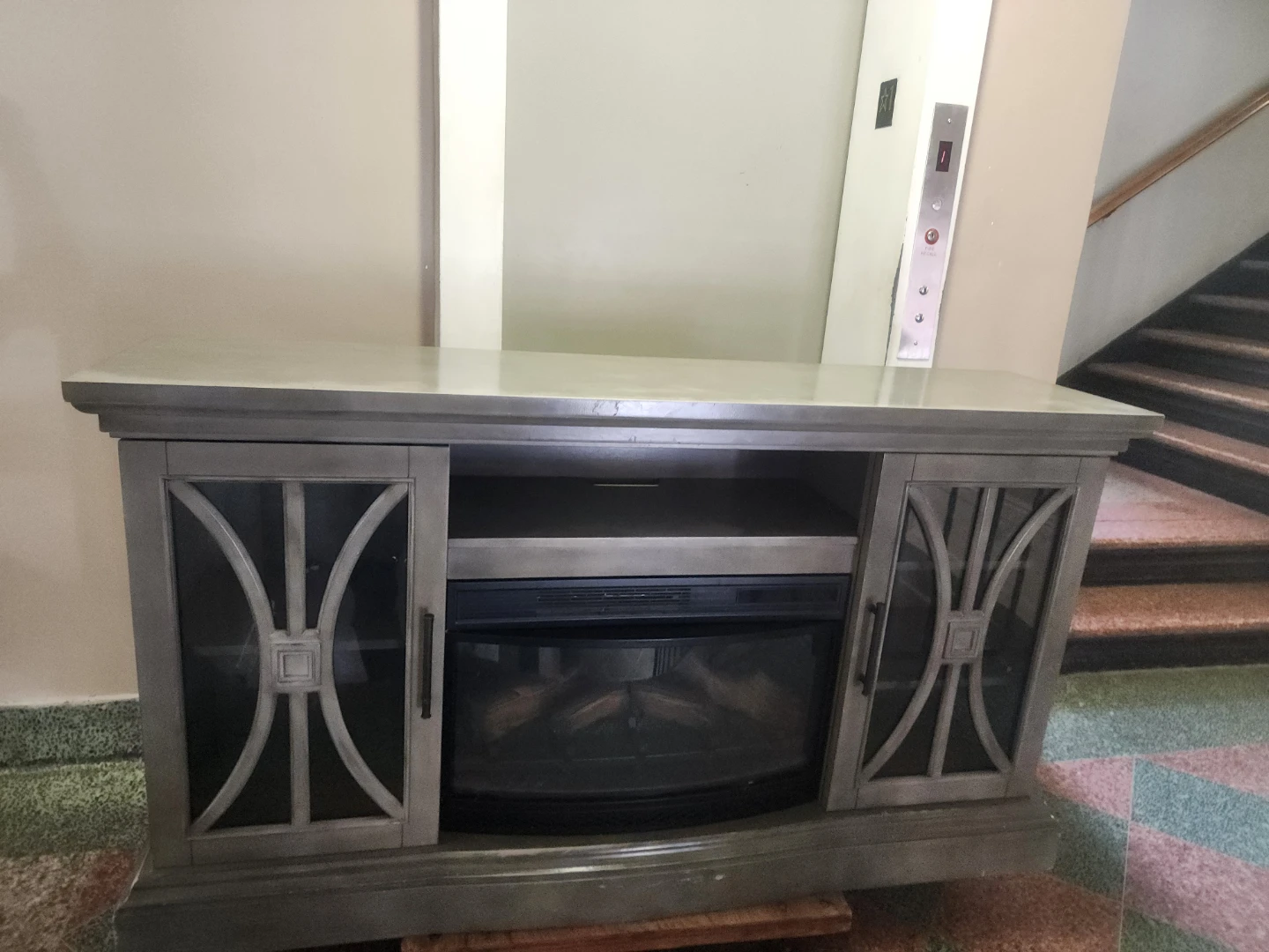 Gray Electric Fireplace TV Stand - photo 2