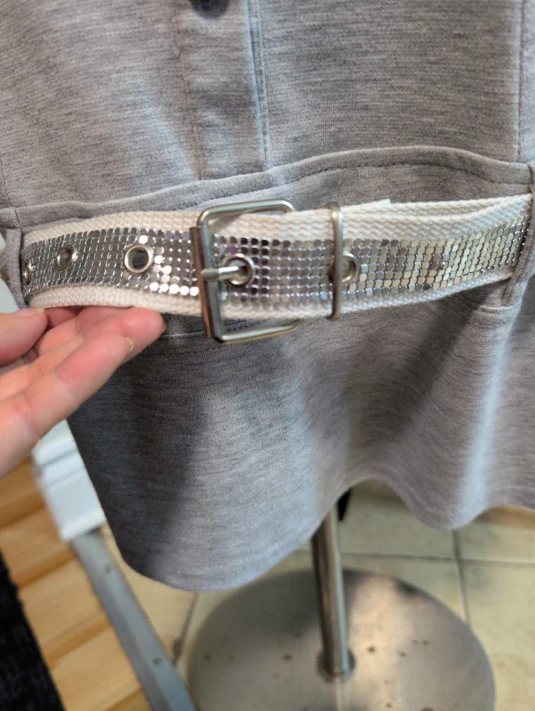 Nana baila Grey Embellished Dress with Belt - photo 4