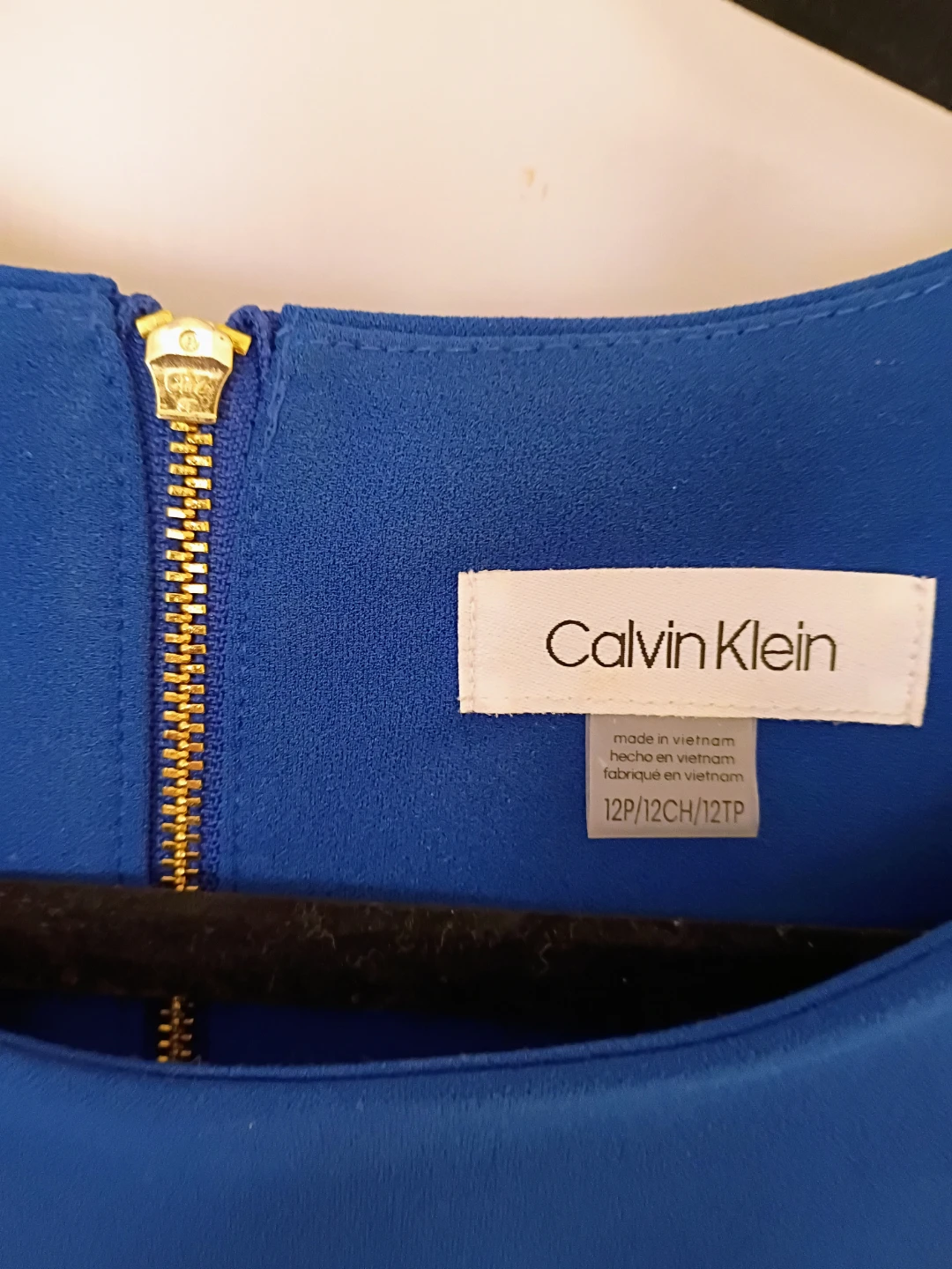 Calvin Klein Blue Sheath Dress with Gold Zipper - Size 12P - photo 3