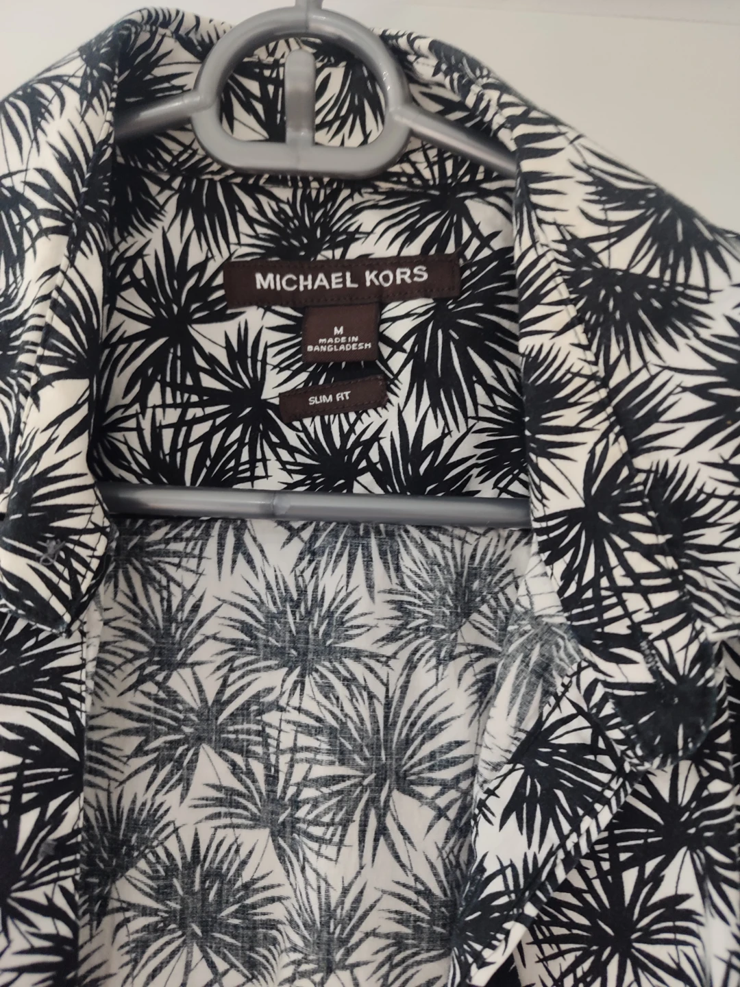 Michael Kors Men's Palm Leaf Print Short Sleeve Shirt Size M - photo 2