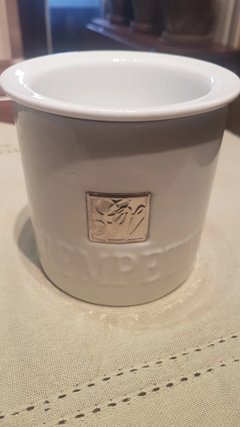White Ceramic Utensil Holder and Small Bowl - photo 2