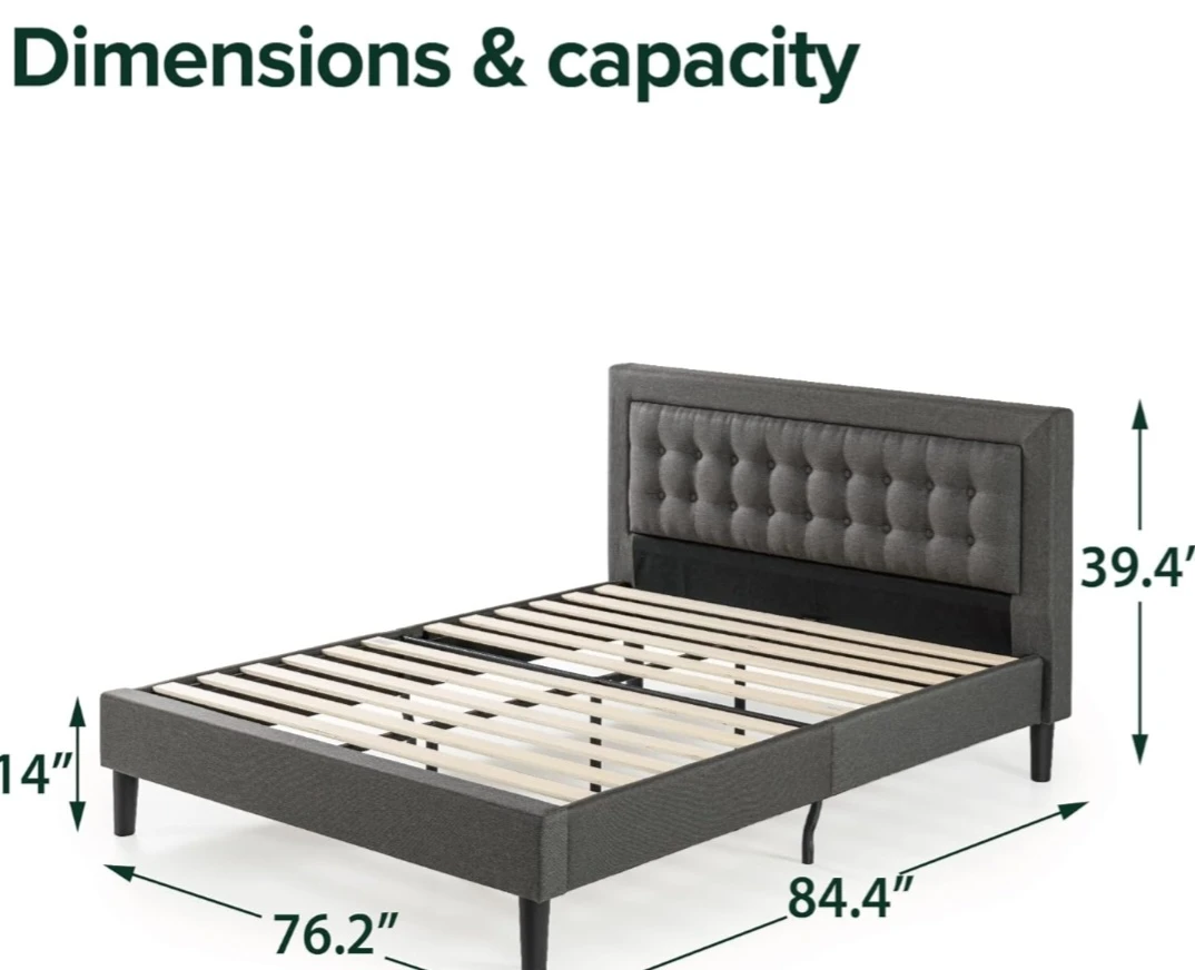 Dark Grey Upholstered King Bed Frame - photo 2