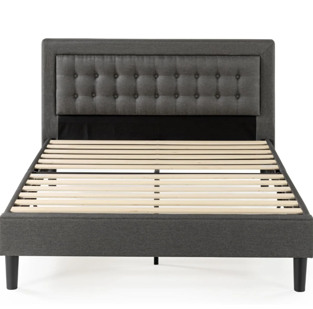 Dark Grey Upholstered King Bed Frame - photo 3