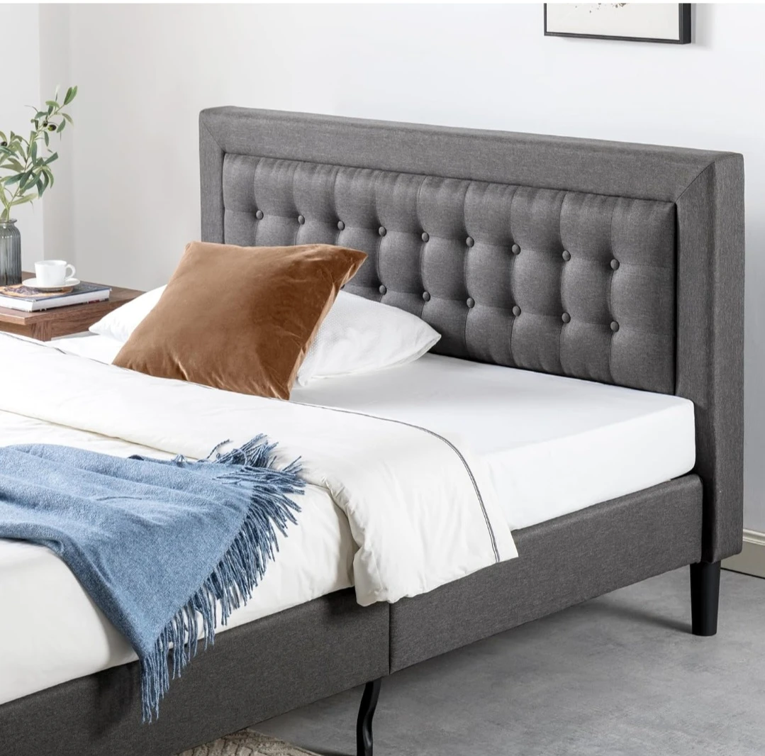 Dark Grey Upholstered King Bed Frame - photo 5