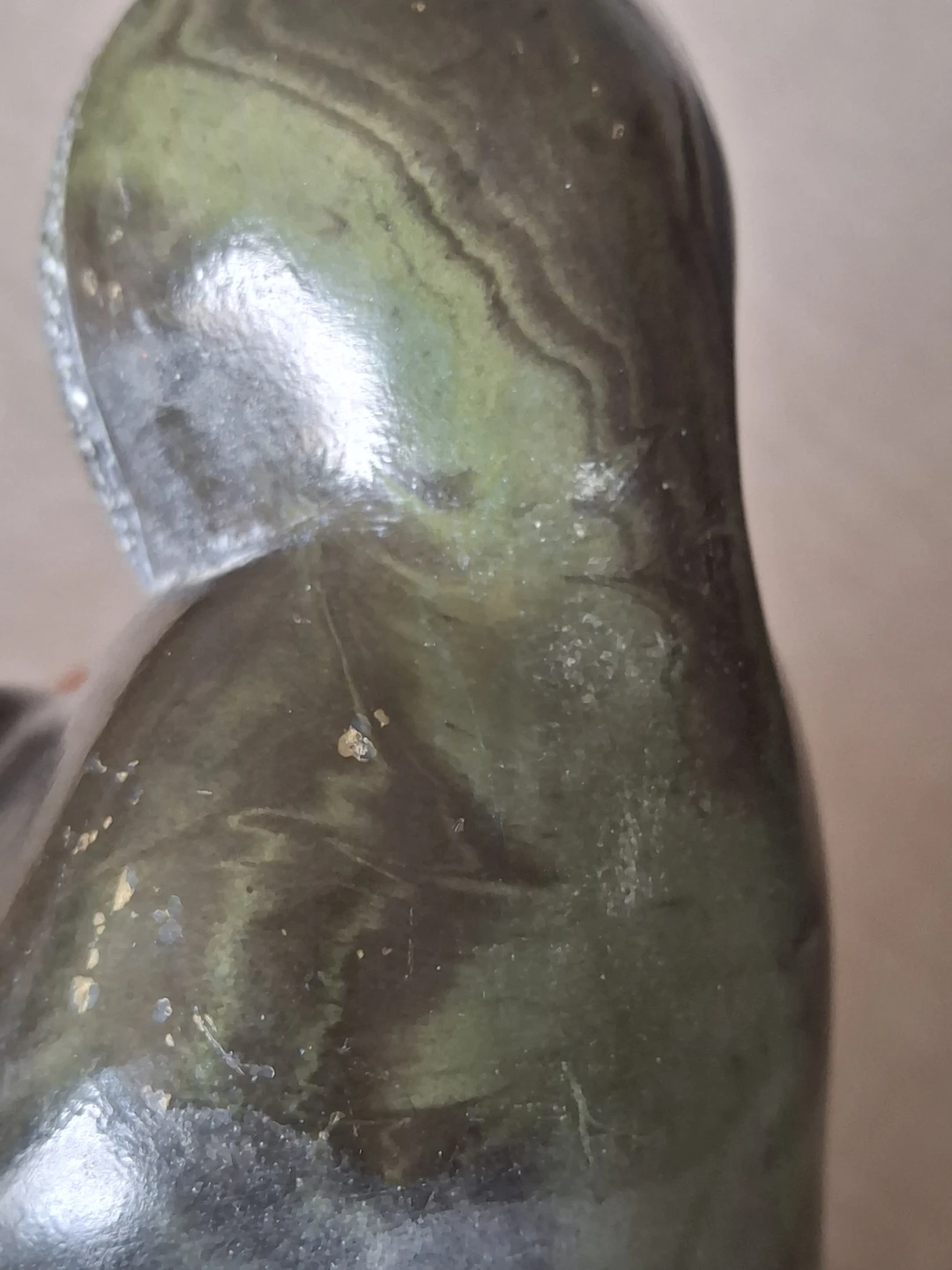 Hand-carved Stone Mother and Child Sculpture - 1972 - photo 5