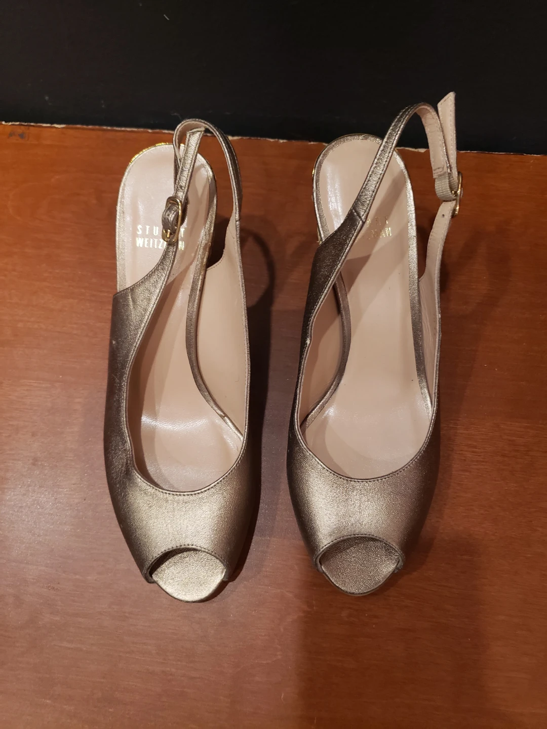Stuart Weitzman Bronze Peep-Toe Wedge Sandals - photo 5