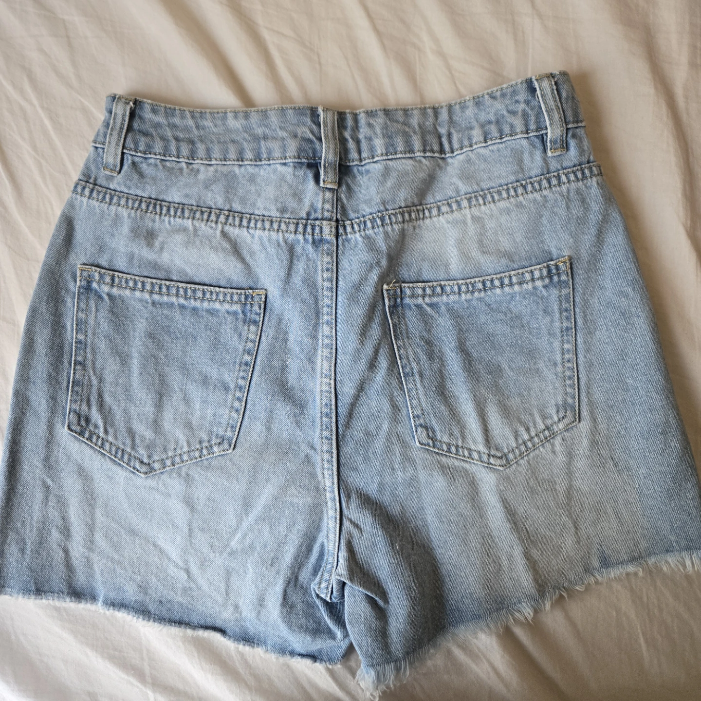 medium wash high rise denim shorts - photo 2