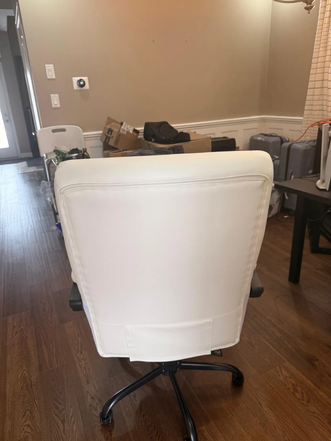 White Faux Leather Office Chair with Footrest - photo 2