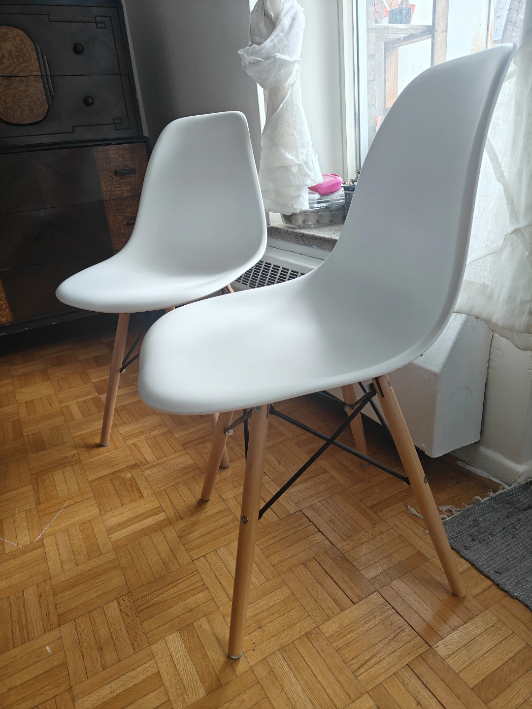 Pair (2) White Eiffel Dining Chairs