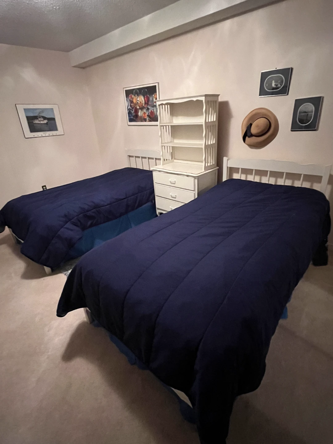 White 3-Drawer Dresser with Hutch & twin bed frames - photo 2