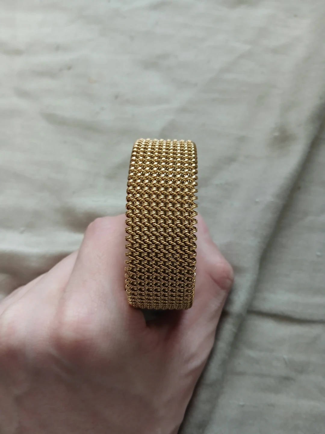 18K Gold Plated Stainless Steel Mesh Cuff Bracelet