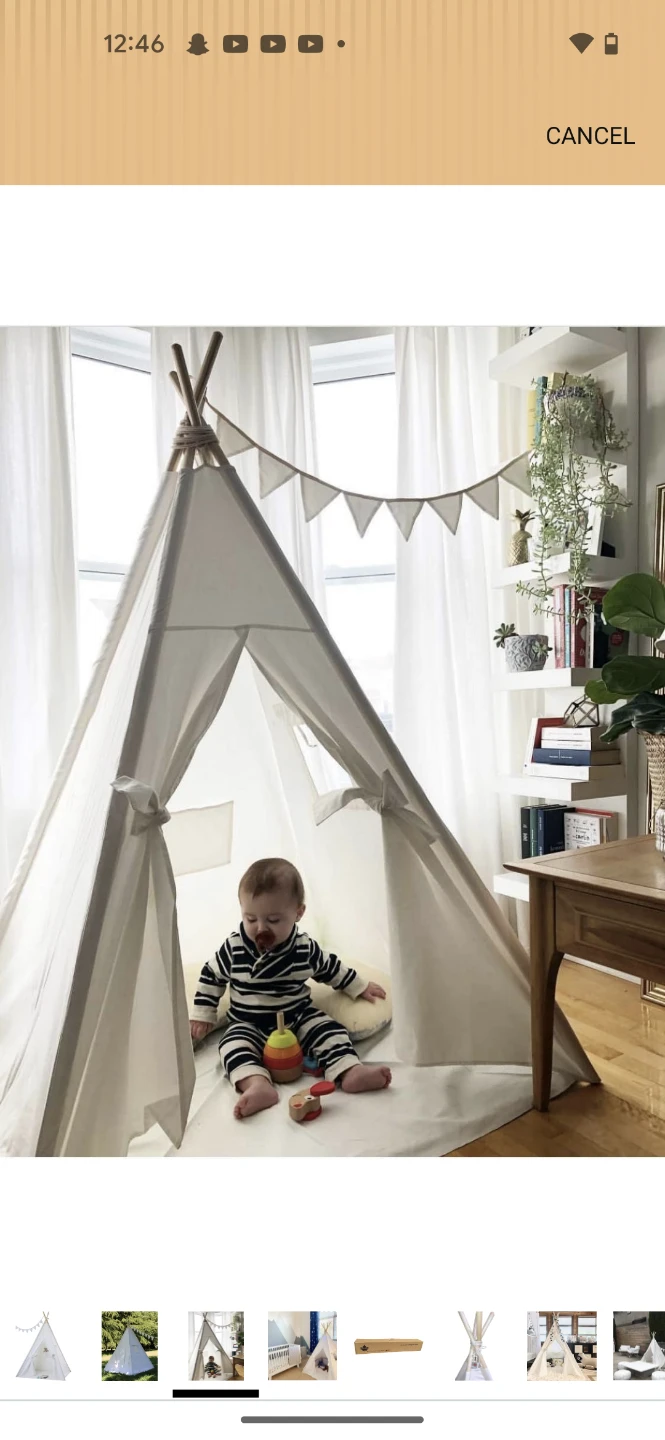 White Cotton Teepee Tent for Kids - photo 2