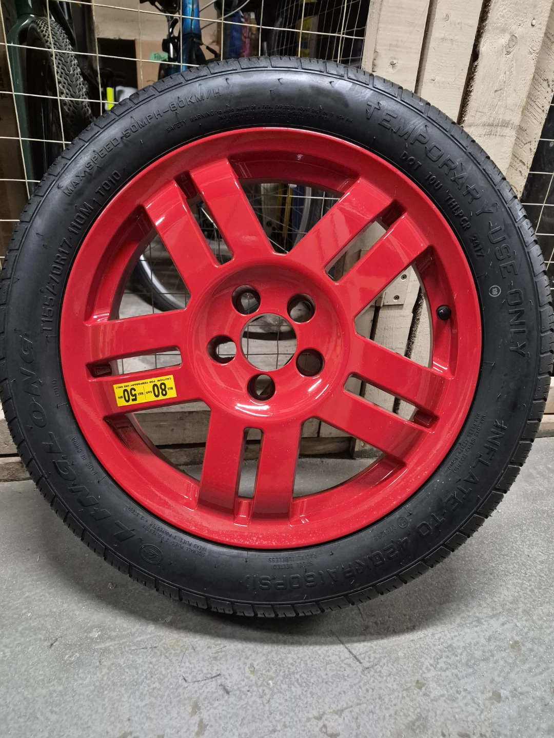 Spare Tire with Red Rim