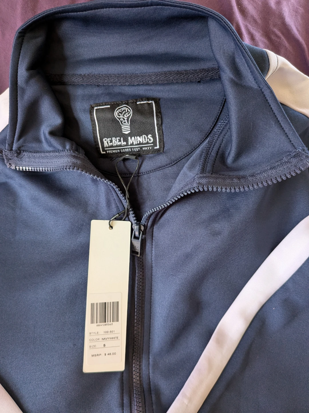 Rebel Minds Track Jacket - Navy/White - Size S - photo 2