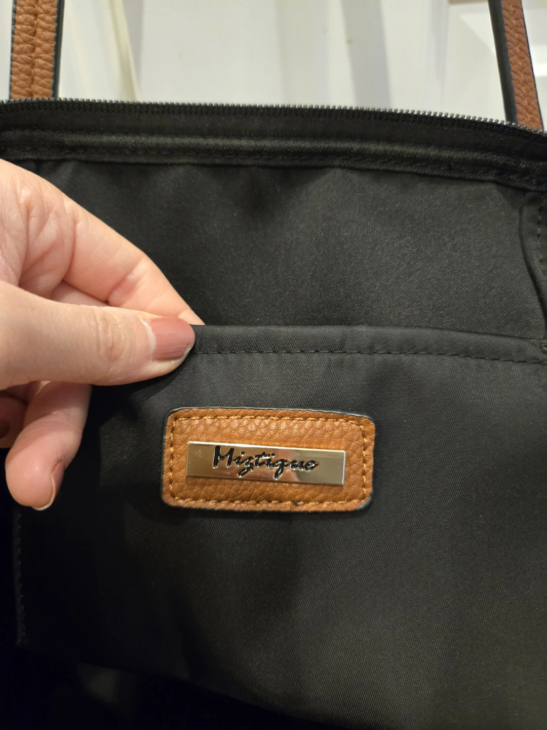 Mizztique Black Nylon Tote Bag with Tan Straps - photo 3