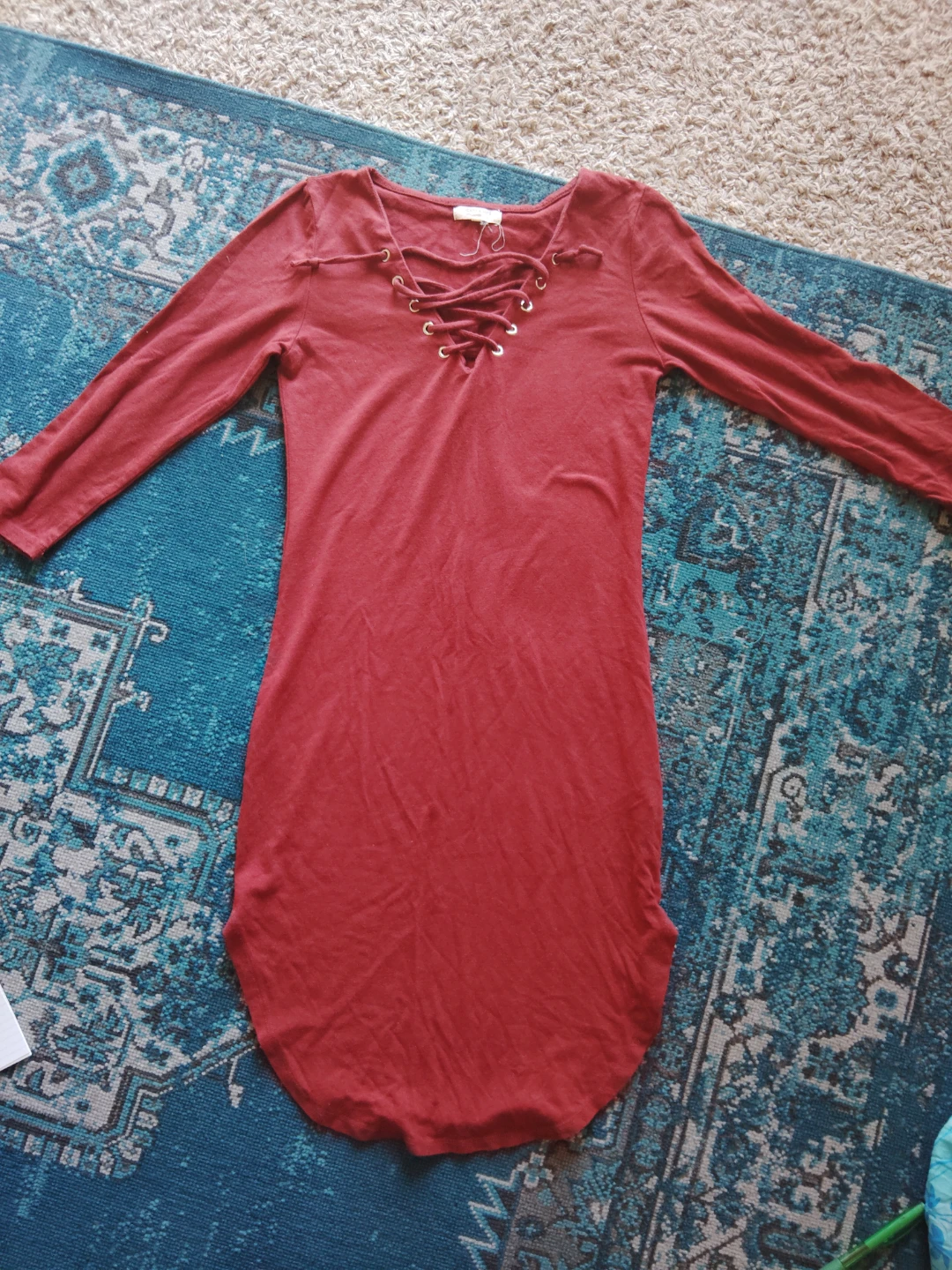 Long Sleeve Lace-Up Dress
