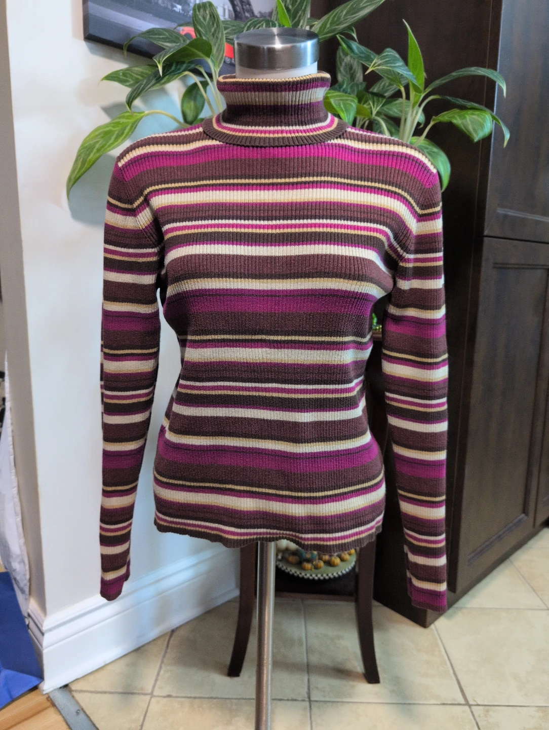 Jessica Sport Striped Turtleneck Sweater Size 14 - photo 2