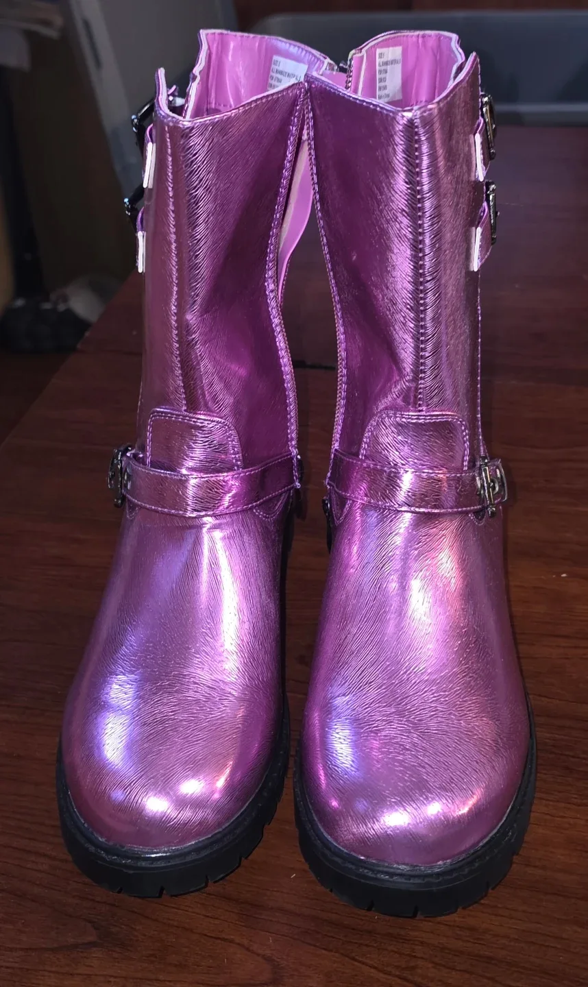 NOVA Kids Purple Metallic Boots Size 5