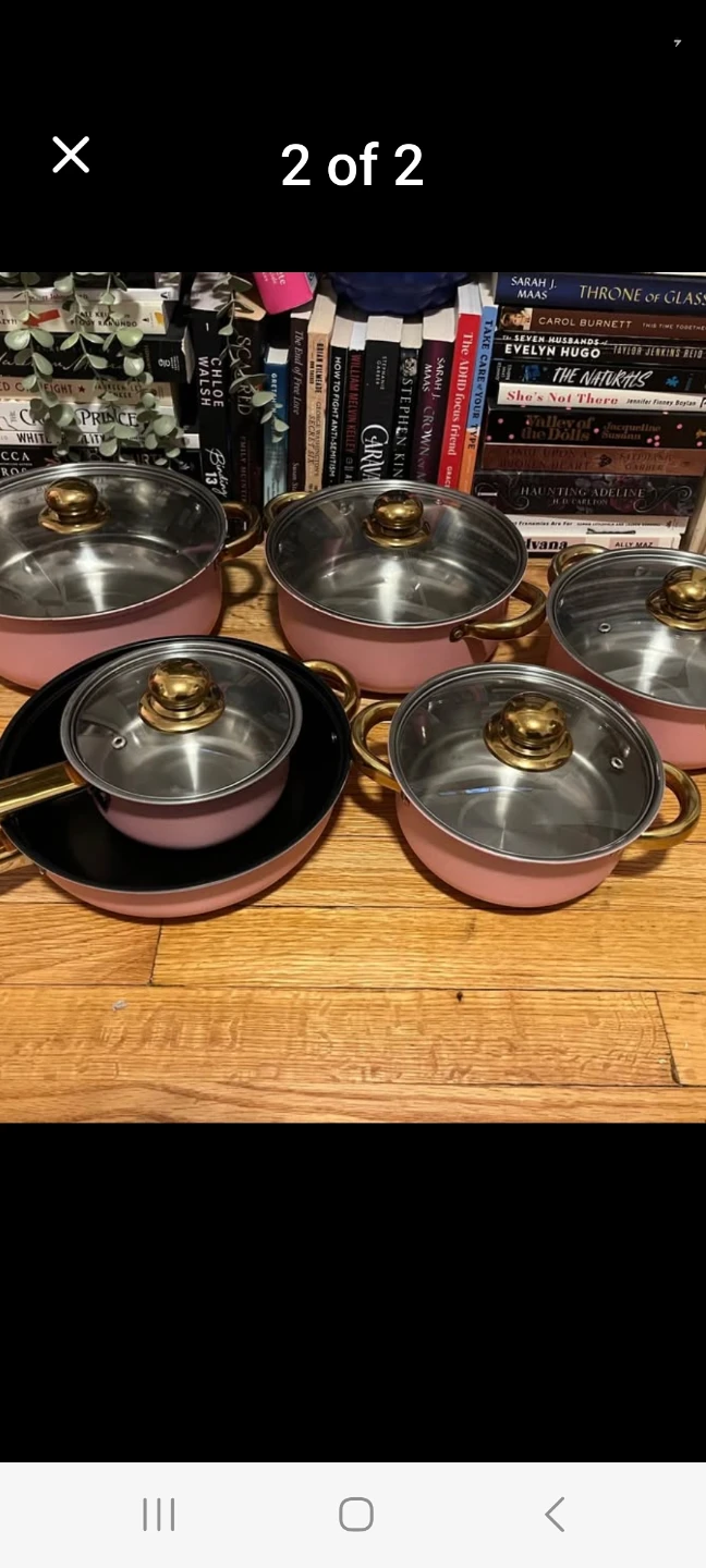 Pink 5-Piece Cookware Set with Glass Lids