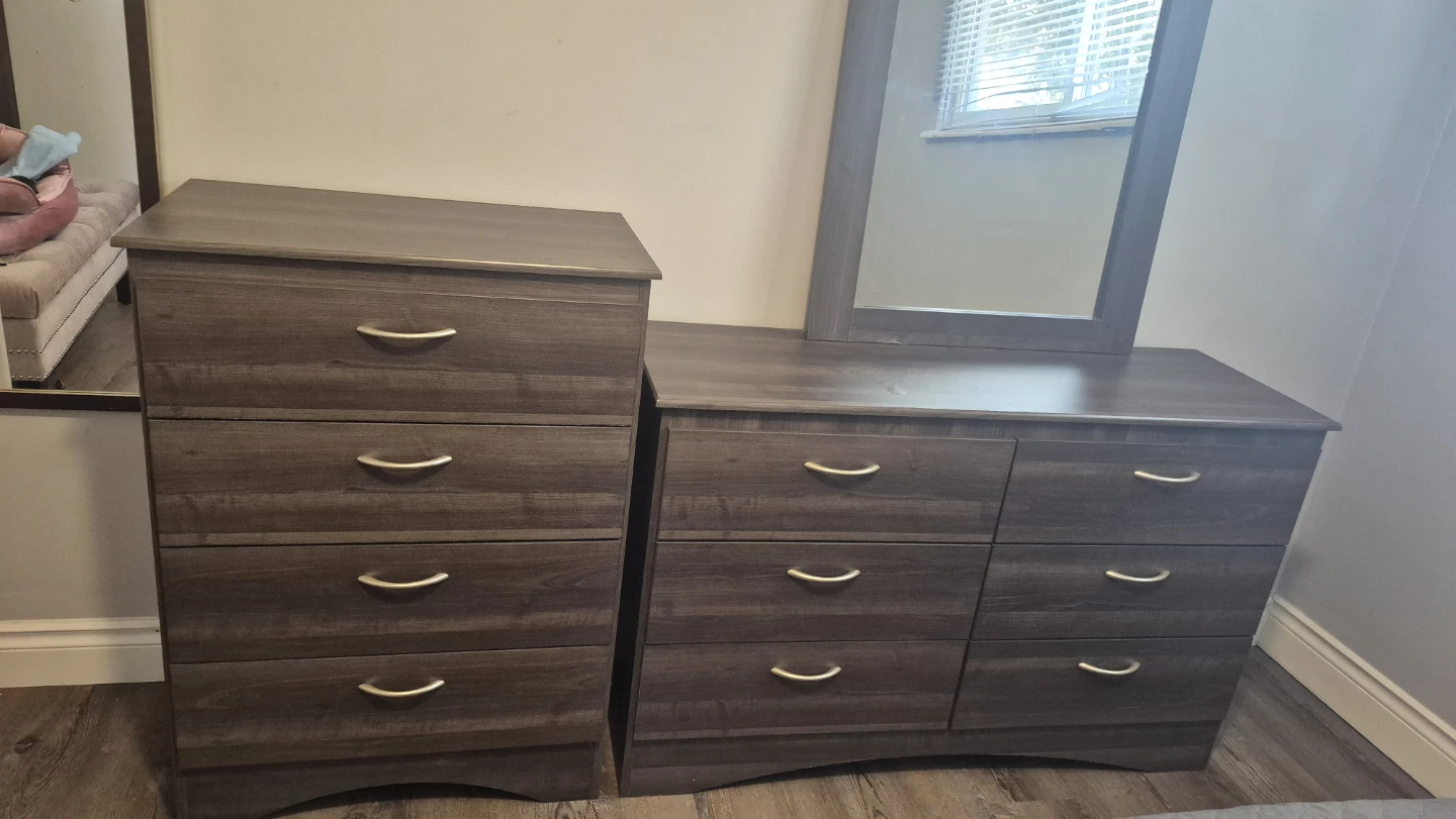 Dark Grey Dresser Set with Mirror