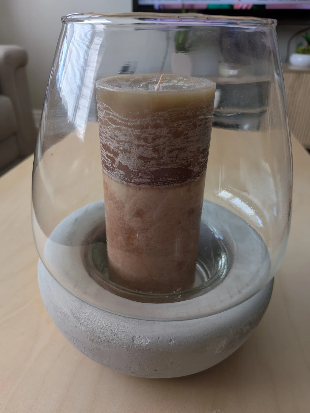 Glass Candle Holder with Candle