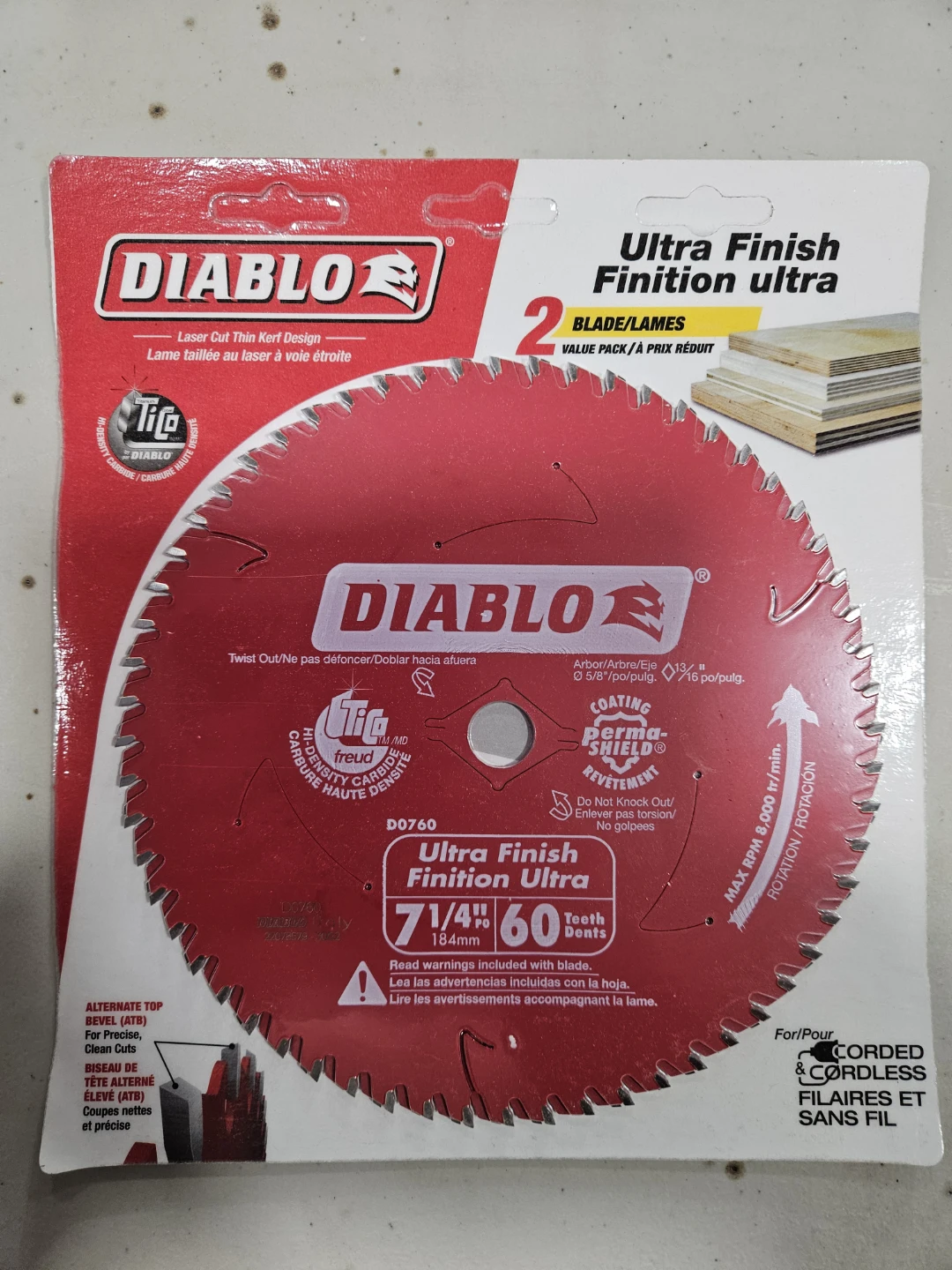 Diablo 7 1/4" Ultra Finish Saw Blades (2 Pack)