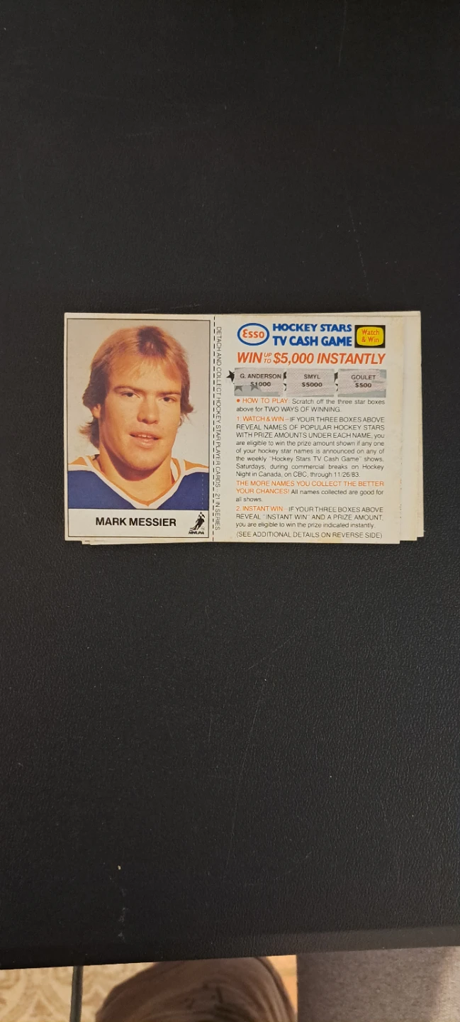 🌱Esso Hockey Stars TV Cash Game Card - Mark Messier