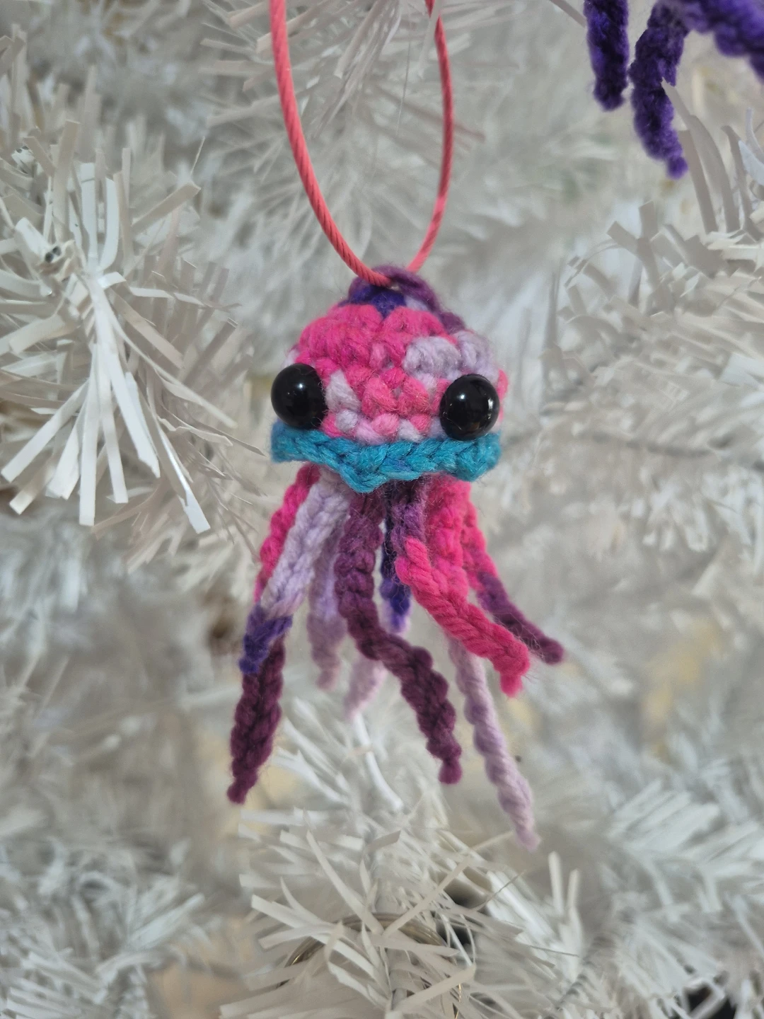 Crocheted Jellyfish Ornament - Pink & Purple - photo 3