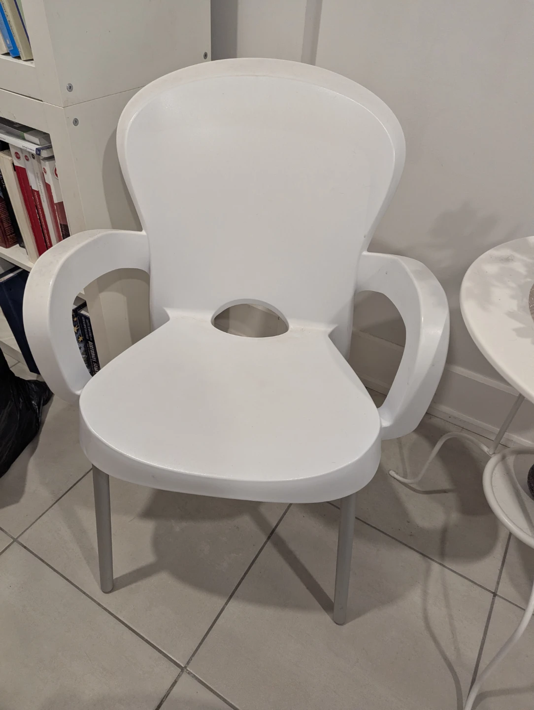 2 White Hard Plastic Chair with Metal Legs - photo 2
