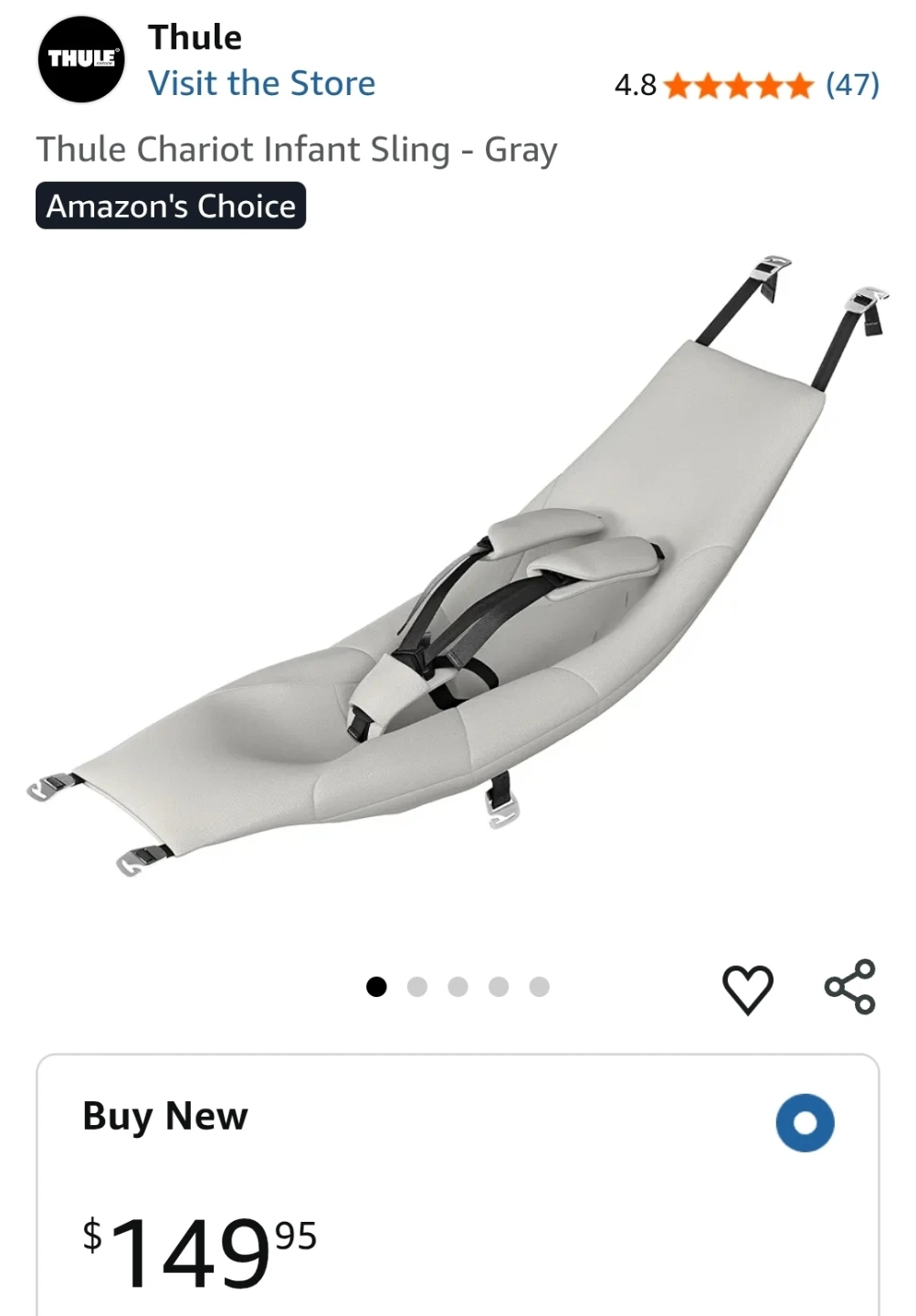 👶 Brand New Thule Chariot Infant Sling – Gray 👶