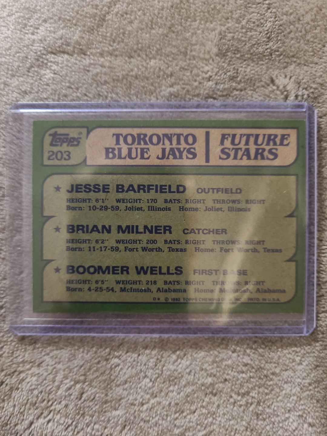 1982 Topps Toronto Blue Jays Future Stars Baseball Card - photo 2