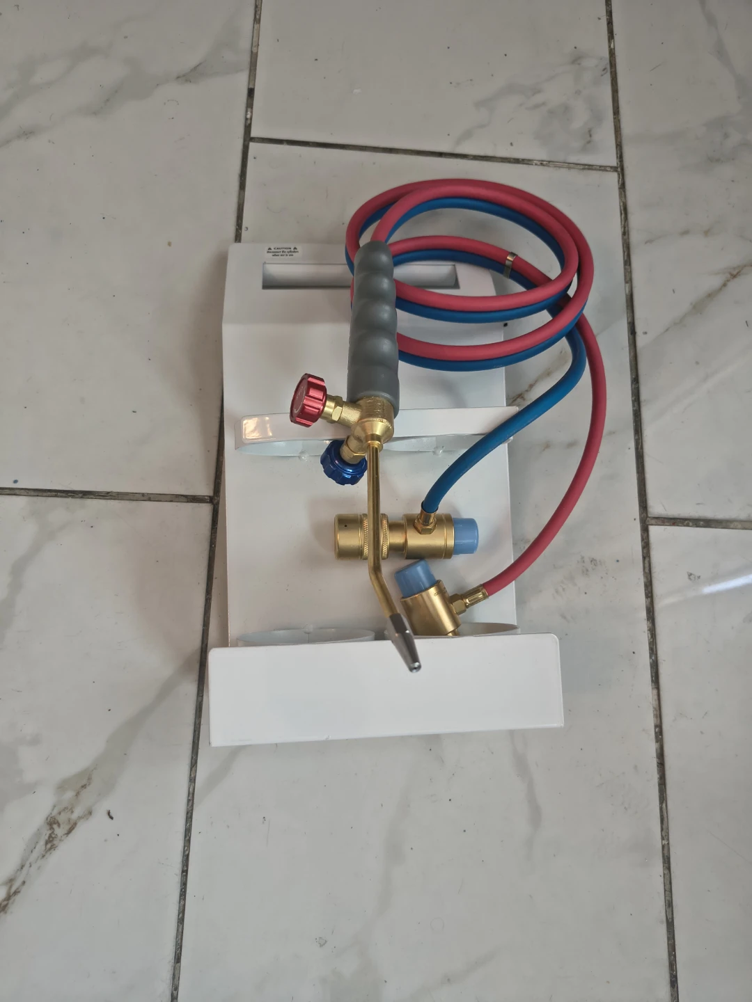 Brazing Torch with Hoses and gas tanks in place holder
