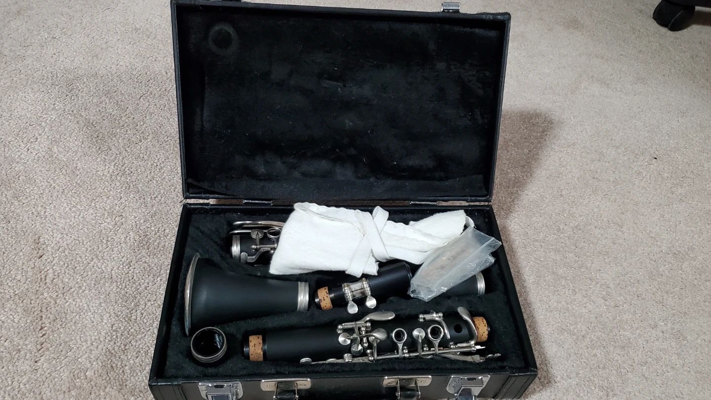 Clarinet in case with cleaning cloth
