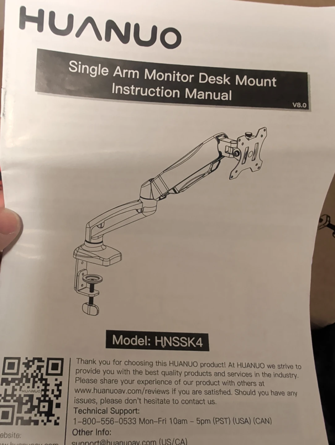 HUANUO Single Arm Monitor Desk Mount - Model: HNSSK4 - photo 2
