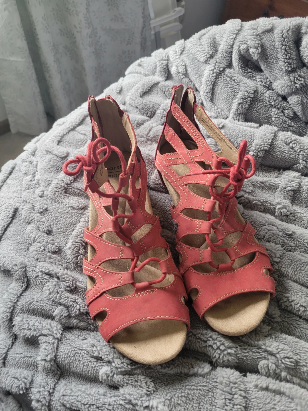 Earth Origins Red Lace-Up Gladiator Sandals