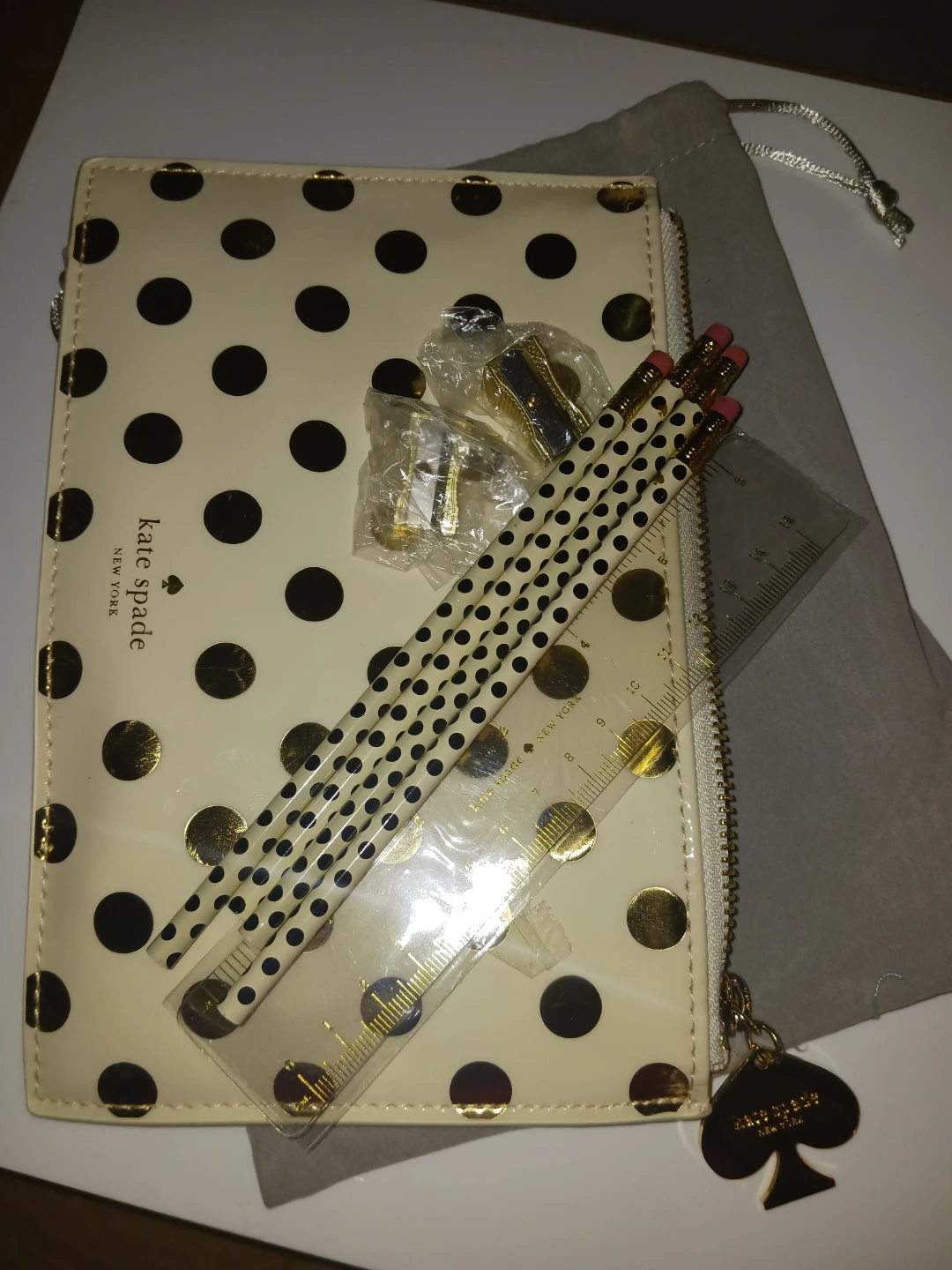 Kate Spade New York Polka Dot Pouch with Pencils & Ruler - photo 3