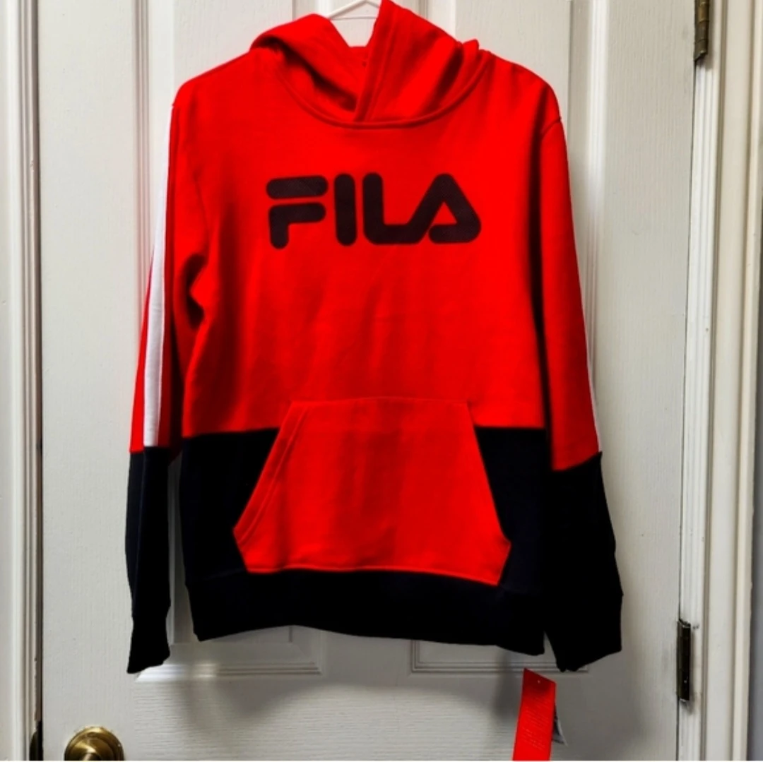 Fila Color Blocked Hoodie Red/Black Size L (14/16)