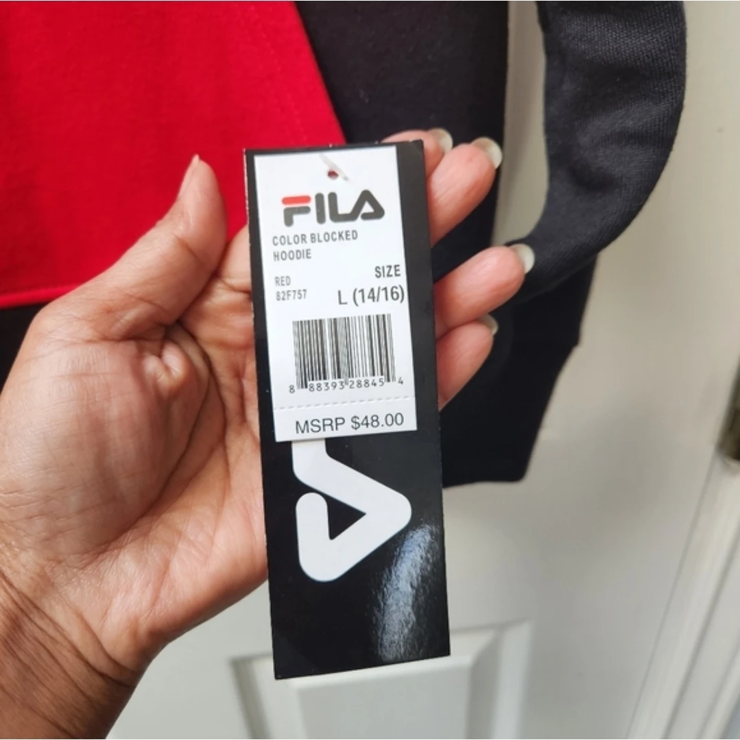Fila Color Blocked Hoodie Red/Black Size L (14/16) - photo 3