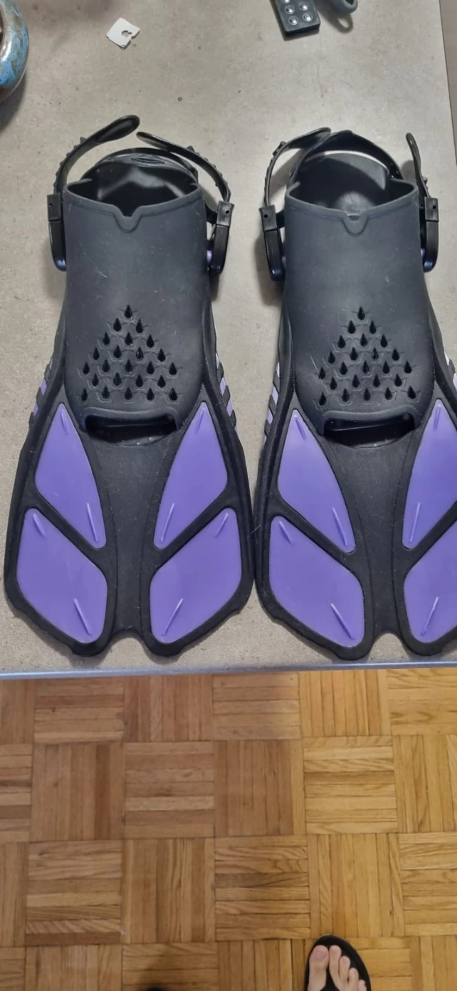 Purple and Black Adult Snorkel Fins with Bag