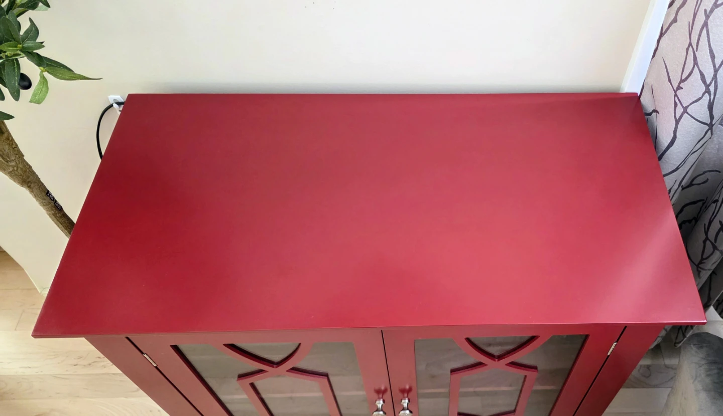 Red Accent Cabinet with Glass Doors - photo 2