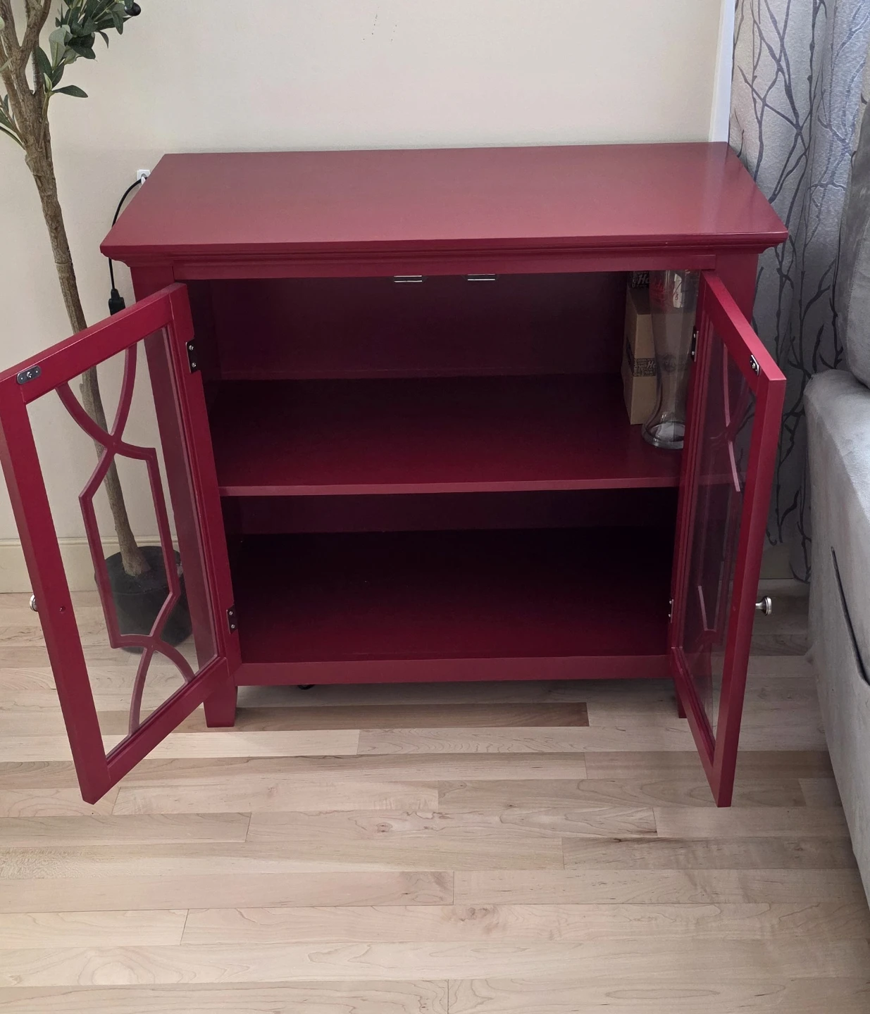 Red Accent Cabinet with Glass Doors - photo 3