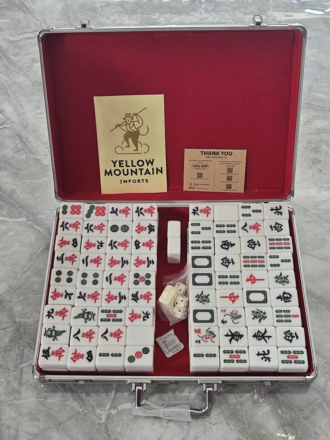 Yellow Mountain Imports Mahjong Set - Complete Game with Case