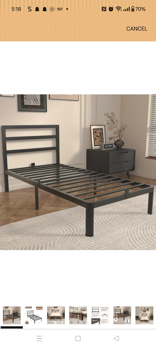 Twin size bed frame and memory foam mattress - photo 2
