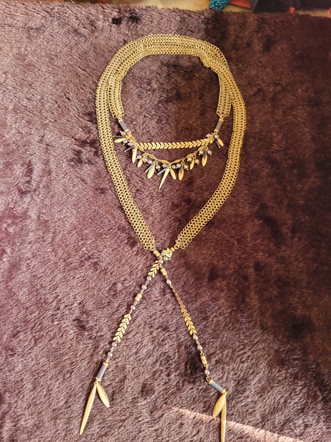 Stella & Dot Gold Tone Lariat Necklace