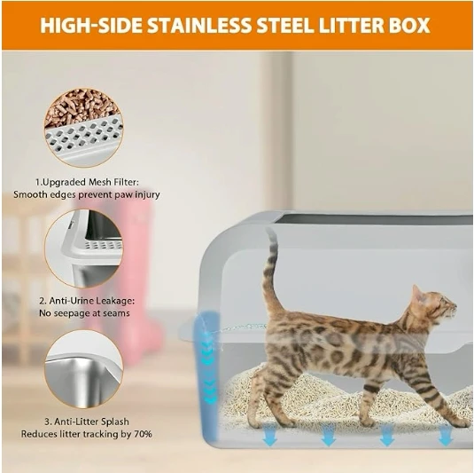 Stainless Steel Sifting Cat Litter Box - photo 3