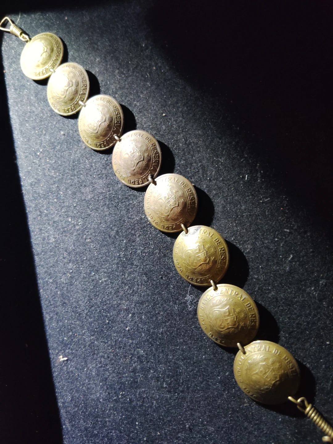 Vintage Peru Coin Bracelet 1975